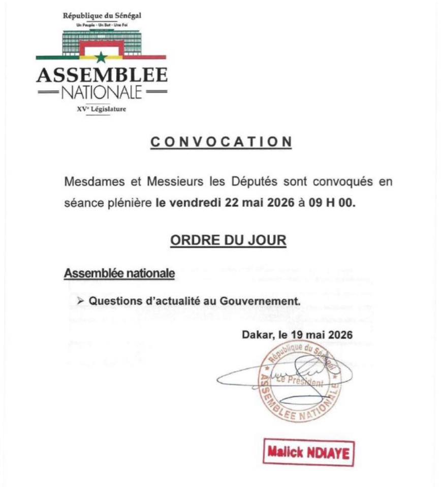 Lieu de la séance plénière Hémicycle de l'Assemblée nationale du Sénégal