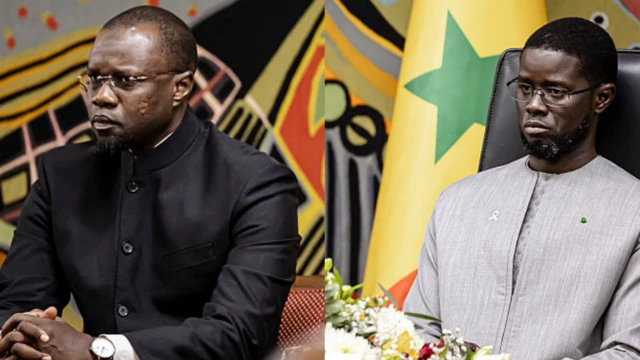 Portrait de Ousmane Sonko et Bassirou Diomaye Faye côte à côte