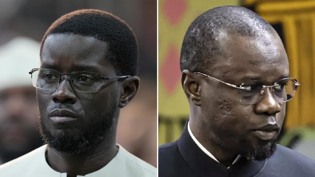 Le président du Sénégal, Bassirou Diomaye Faye (à gauche), et l'ancien Premier ministre, Ousmane Sonko (à droit).