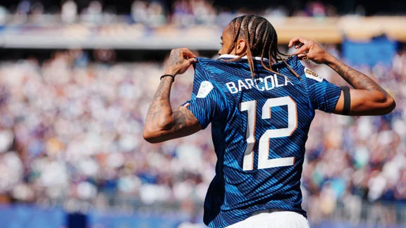 Bradley Barcola lors d'un entraînement avec le PSG