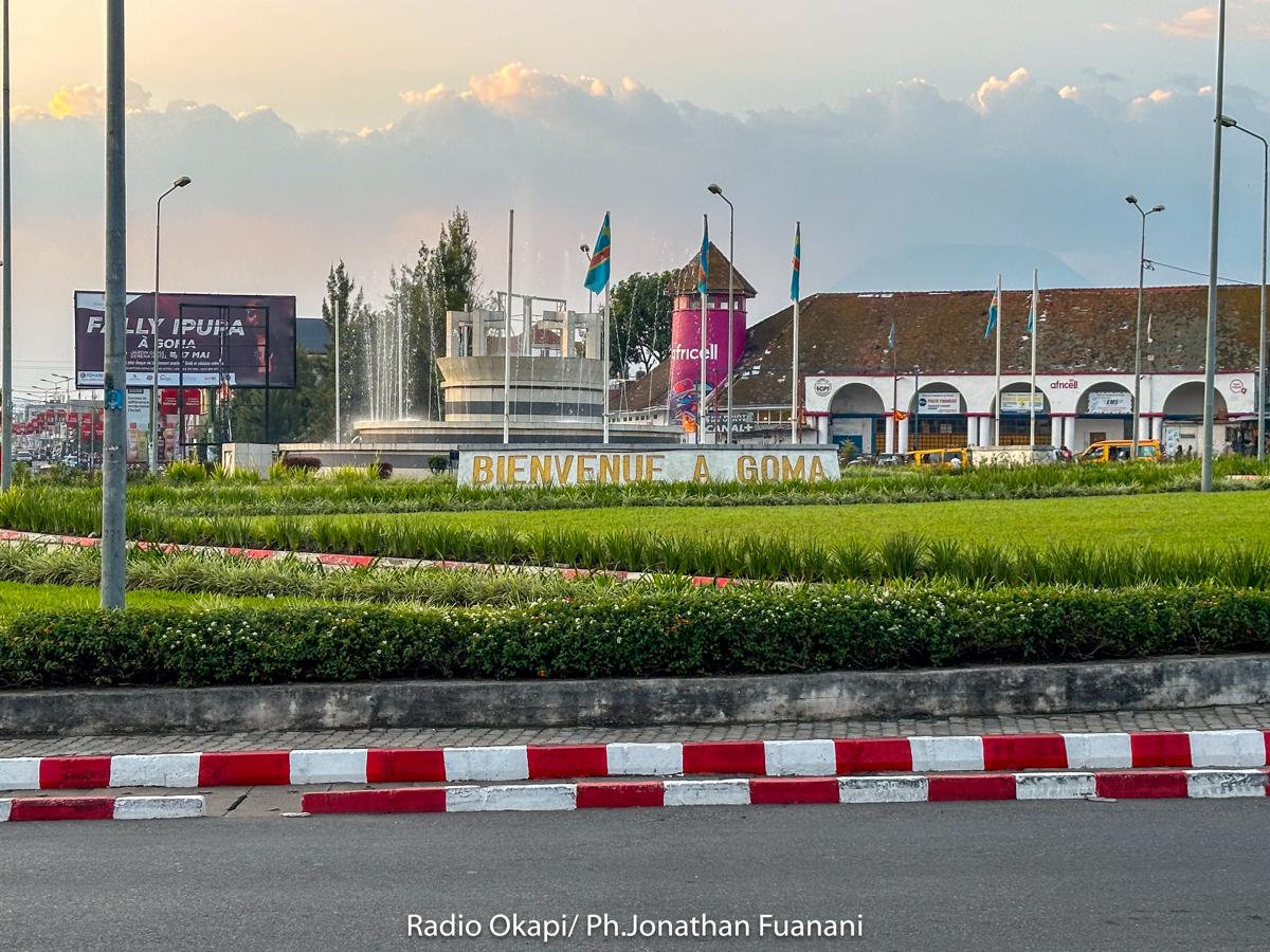 Goma, Nord-Kivu : vue du rond-point BDGL en juillet 2024