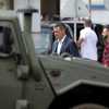 Le Premier ministre espagnol Pedro Sanchez entre l'enclave espagnole de Ceuta, en Afrique du Nord, et le Maroc, le 31 juillet 2026. (JORGE GUERRERO / AFP)