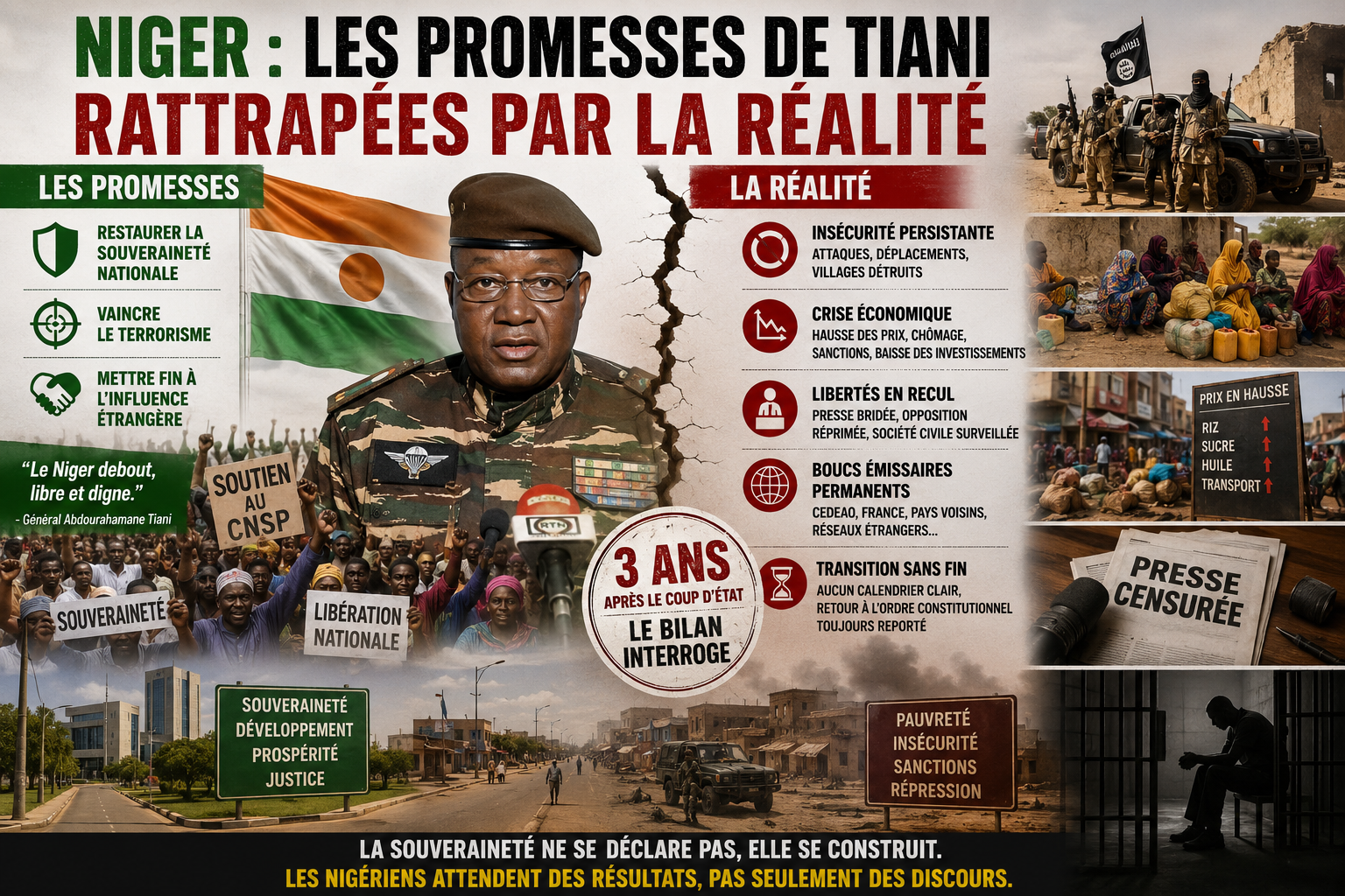 Niger : le pouvoir de Tiani face à l&rsquo;épreuve des faits trois ans après le coup d&rsquo;État