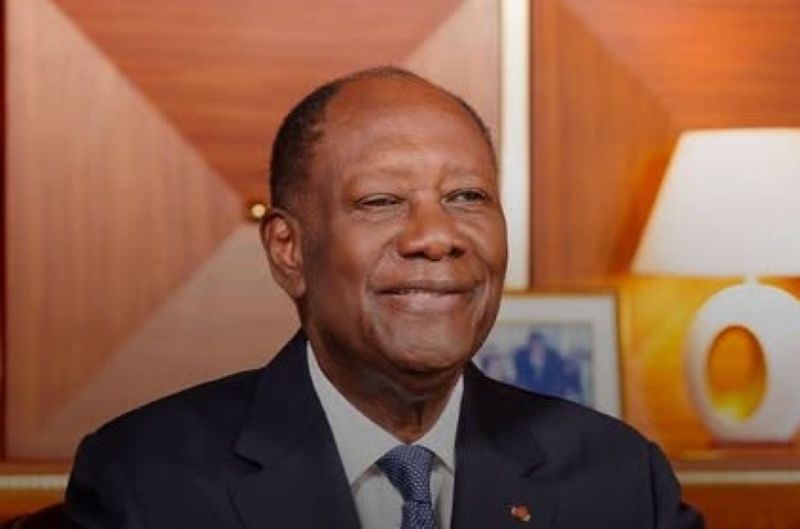 Portrait du président Alassane Dramane Ouattara lors d’un discours à Abidjan