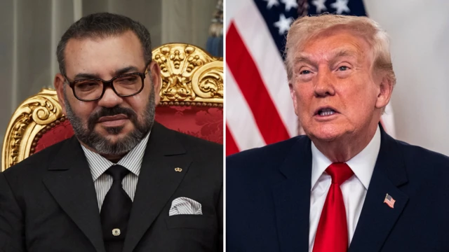 Portrait officiel du roi Mohammed VI et de Donald Trump